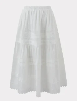 Cotton Eyelet Midi-Skirt
