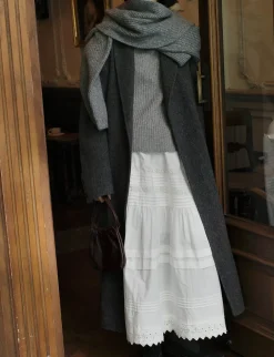 Cotton Eyelet Midi-Skirt