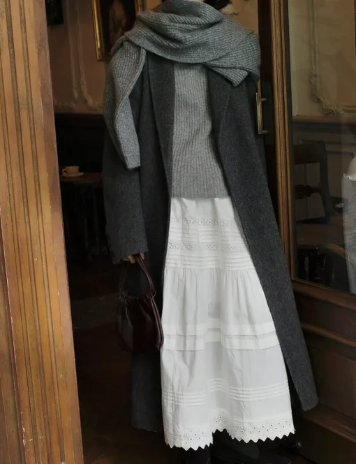 Cotton Eyelet Midi-Skirt
