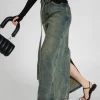 Dirty Denim Belted Maxi Skirt