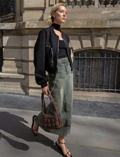 Dirty Denim Belted Maxi Skirt