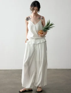 Ella White Parachute Pants-PREORDER