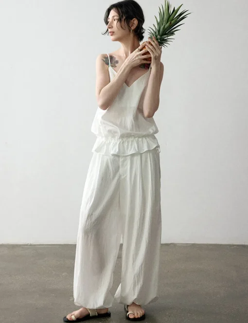 Ella White Parachute Pants-PREORDER