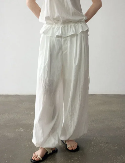 Ella White Parachute Pants-PREORDER