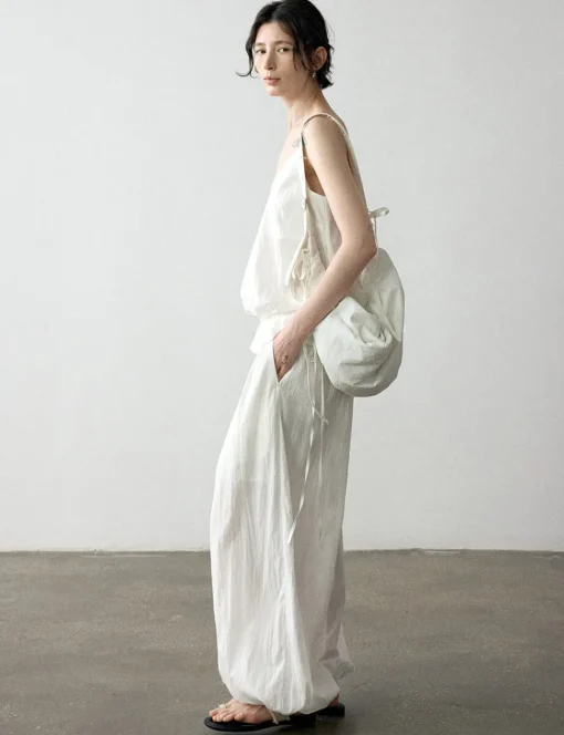 Ella White Parachute Pants-PREORDER