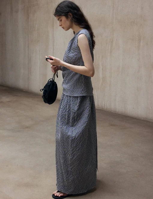 Gingham Cocoon Skirt-PREORDER