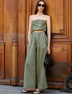 Green Pull String Crop Top