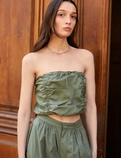 Green Pull String Crop Top