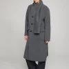 Grey Scarf Wool Coat