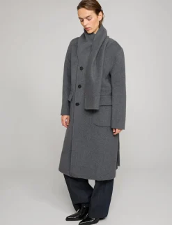 Grey Scarf Wool Coat