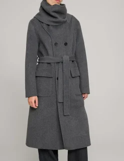 Grey Scarf Wool Coat