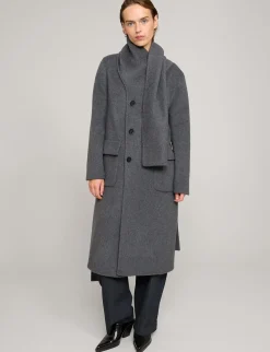 Grey Scarf Wool Coat