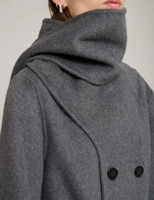 Grey Scarf Wool Coat