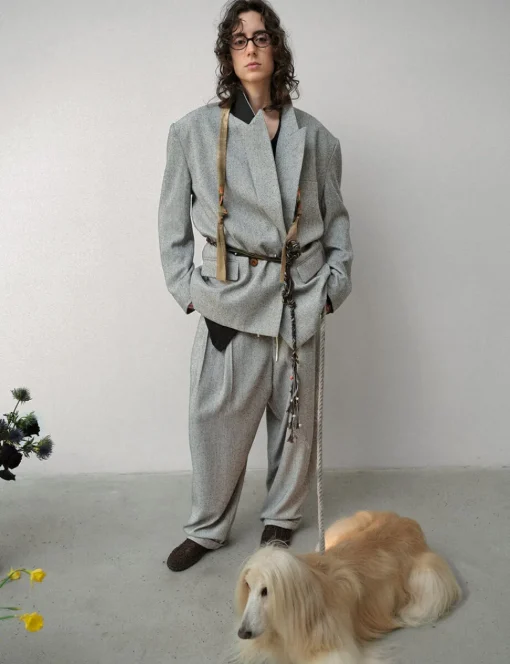 Grey Suit Oversized Blazer