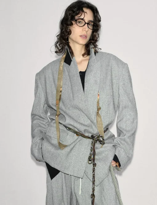 Grey Suit Oversized Blazer