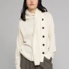Ivory Scarf Button Sweater