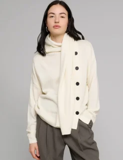 Ivory Scarf Button Sweater