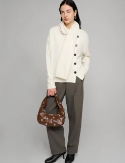 Ivory Scarf Button Sweater