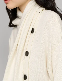 Ivory Scarf Button Sweater