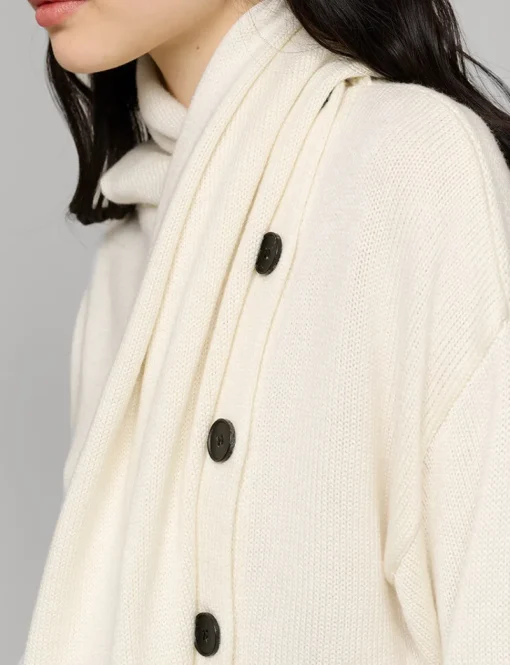 Ivory Scarf Button Sweater
