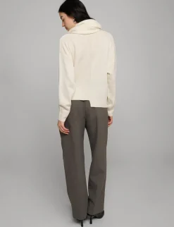 Ivory Scarf Button Sweater