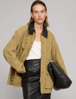 Leather Collar Barn Jacket-BESTSELLER