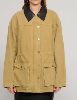 Leather Collar Barn Jacket-BESTSELLER