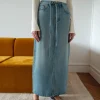 Maxi Belt-Tie Denim Skirt