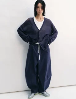 Navy Barrel Parachute Pants