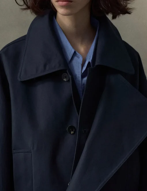 Navy Crop Trench Jacket