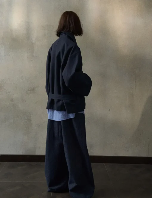 Navy Crop Trench Jacket