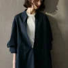 Navy Deep-V Collar Shirt