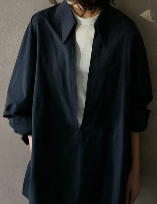 Navy Deep-V Collar Shirt