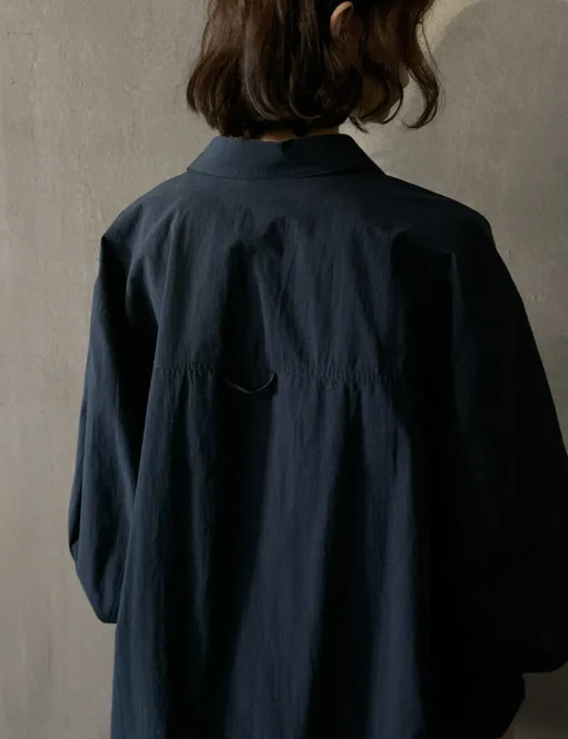 Navy Deep-V Collar Shirt
