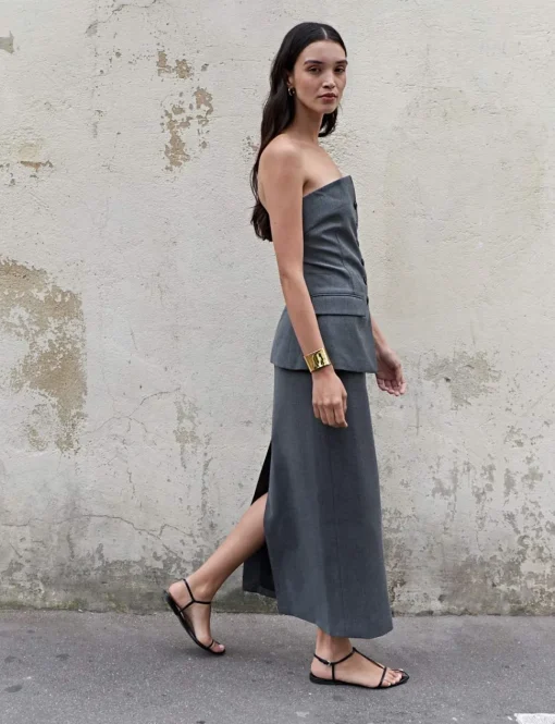 Nia Grey Maxi Skirt