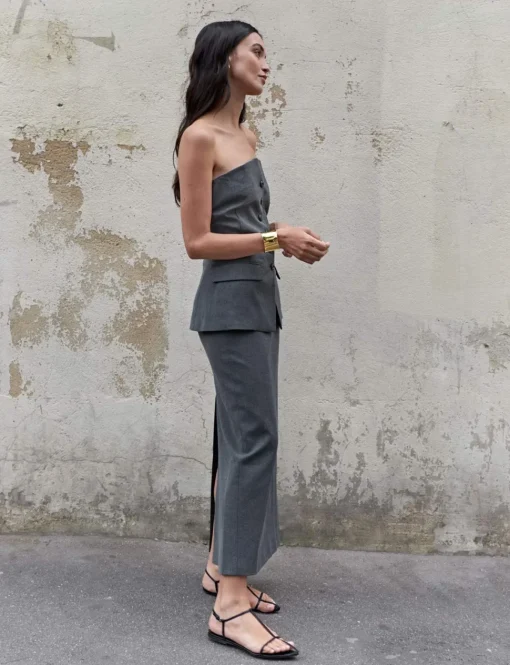 Nia Grey Maxi Skirt