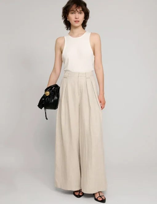 Oat Linen Wide Leg Pants