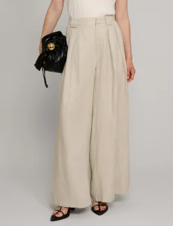 Oat Linen Wide Leg Pants