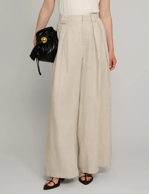Oat Linen Wide Leg Pants