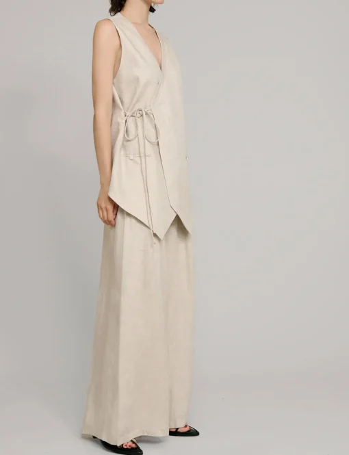 Oat Linen Wide Leg Pants