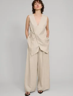 Oat Linen Wide Leg Pants