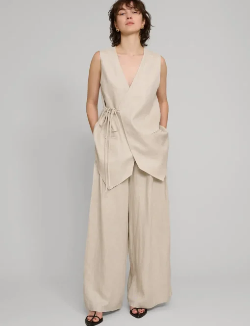 Oat Linen Wide Leg Pants