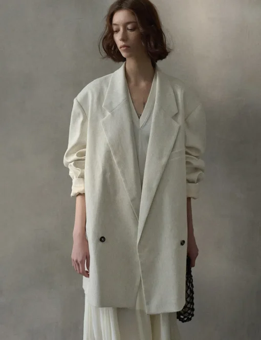 Oat Oversized Linen-Blend Blazer