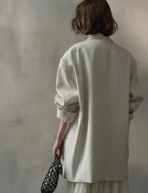Oat Oversized Linen-Blend Blazer