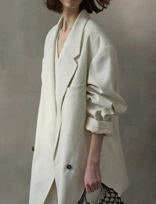 Oat Oversized Linen-Blend Blazer