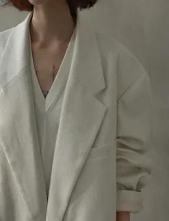 Oat Oversized Linen-Blend Blazer
