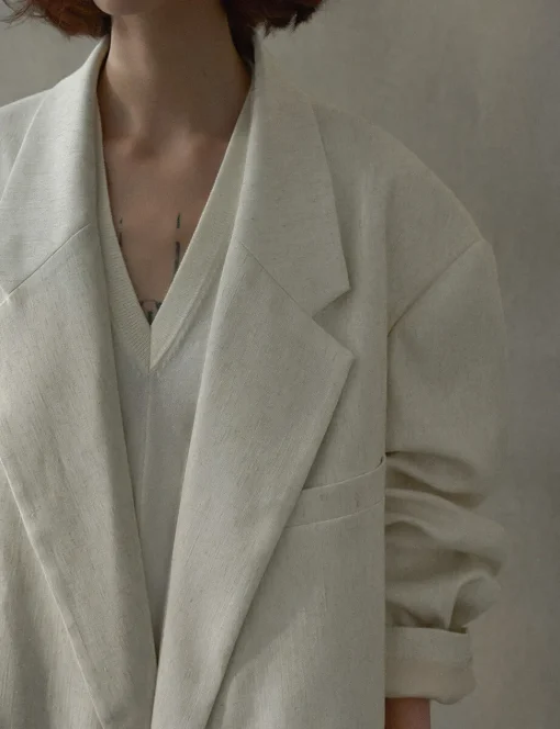 Oat Oversized Linen-Blend Blazer