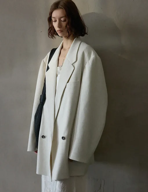 Oat Oversized Linen-Blend Blazer
