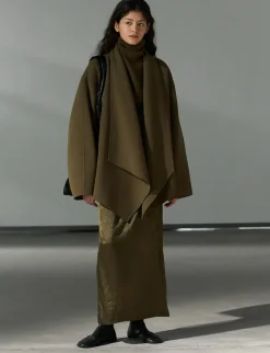 Olive Open-Front Kimono Coat