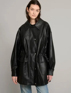 Oversized Leather Parka Jacket